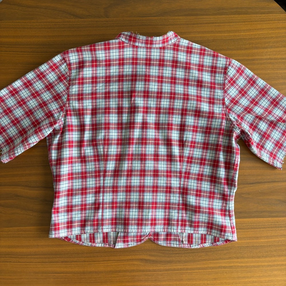 90s Vintage Liz Claiborne Top M Lizwear Cotton Plaid Western Cowgirl Grunge - Picture 7 of 15